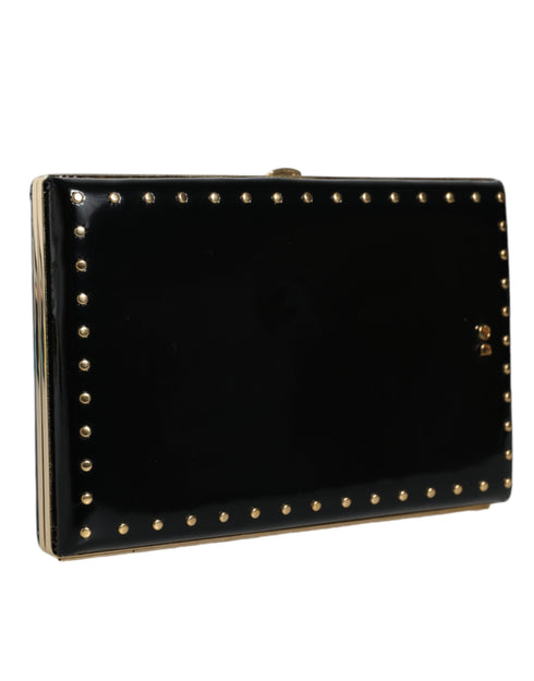 Dolce & Gabbana Black Leather Mini Clutch with Gold Studs – Evening Purse