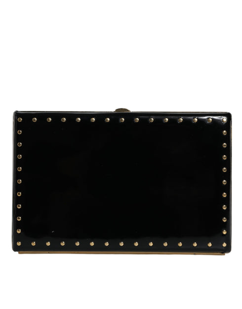 Dolce & Gabbana Black Leather Mini Clutch with Gold Studs – Evening Purse