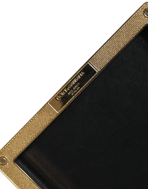 Dolce & Gabbana Black Leather Mini Clutch with Gold Studs – Evening Purse