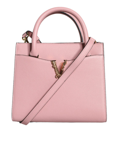 Versace Pink Grainy Calf Leather Small Top Handle Crossbody Bag for Women