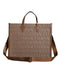 Versace Jacquard Logo Tote in Brown Leather Crossbody Bag for Women