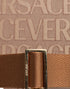 Versace Jacquard Logo Tote in Brown Leather Crossbody Bag for Women