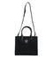 Versace Black Top Handle Canvas Leather Logo Crossbody Tote Bag for Women