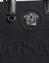 Versace Black Top Handle Canvas Leather Logo Crossbody Tote Bag for Women