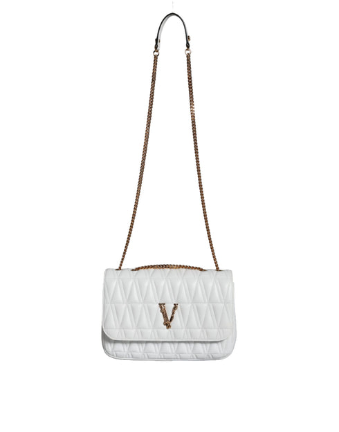 Versace Mini Crossbody Shoulder Bag – White Quilted Nappa Leather for Women