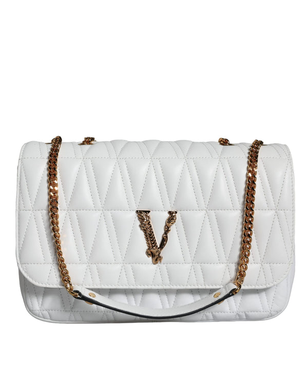Versace Mini Crossbody Shoulder Bag – White Quilted Nappa Leather for Women