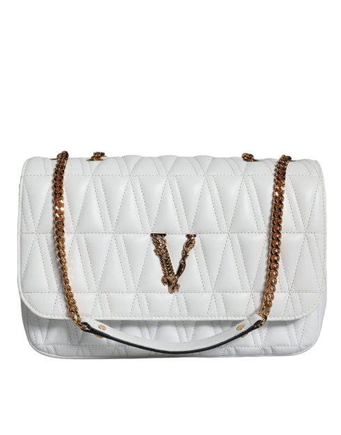 Versace Mini Crossbody Shoulder Bag – White Quilted Nappa Leather for Women