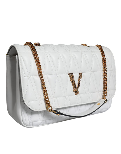 Versace Mini Crossbody Shoulder Bag – White Quilted Nappa Leather for Women