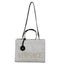 Versace White Canvas & Leather Top Handle Crossbody Tote Bag for Women