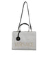 Versace White Canvas & Leather Top Handle Crossbody Tote Bag for Women