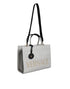 Versace White Canvas & Leather Top Handle Crossbody Tote Bag for Women
