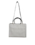 Versace White Canvas & Leather Top Handle Crossbody Tote Bag for Women