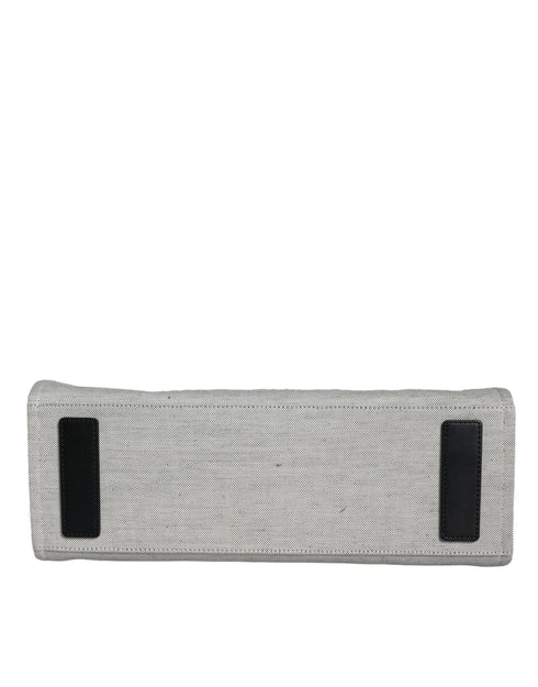 Versace White Canvas & Leather Top Handle Crossbody Tote Bag for Women