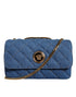 Versace Blue Quilted Denim Leather Crossbody Bag for Women