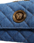 Versace Blue Quilted Denim Leather Crossbody Bag for Women
