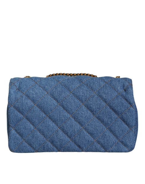 Versace Blue Quilted Denim Leather Crossbody Bag for Women