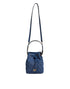 Versace Blue Quilted Denim Leather Crossbody Bucket Bag for Women