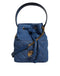 Versace Blue Quilted Denim Leather Crossbody Bucket Bag for Women