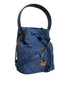 Versace Blue Quilted Denim Leather Crossbody Bucket Bag for Women