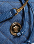 Versace Blue Quilted Denim Leather Crossbody Bucket Bag for Women