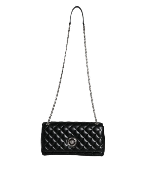 Versace Black Quilted Lambskin Leather Crossbody Shoulder Bag – Women