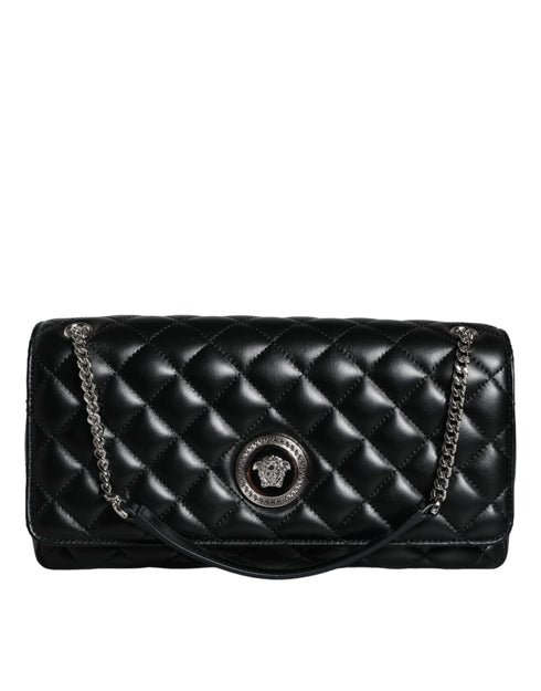 Versace Black Quilted Lambskin Leather Crossbody Shoulder Bag – Women