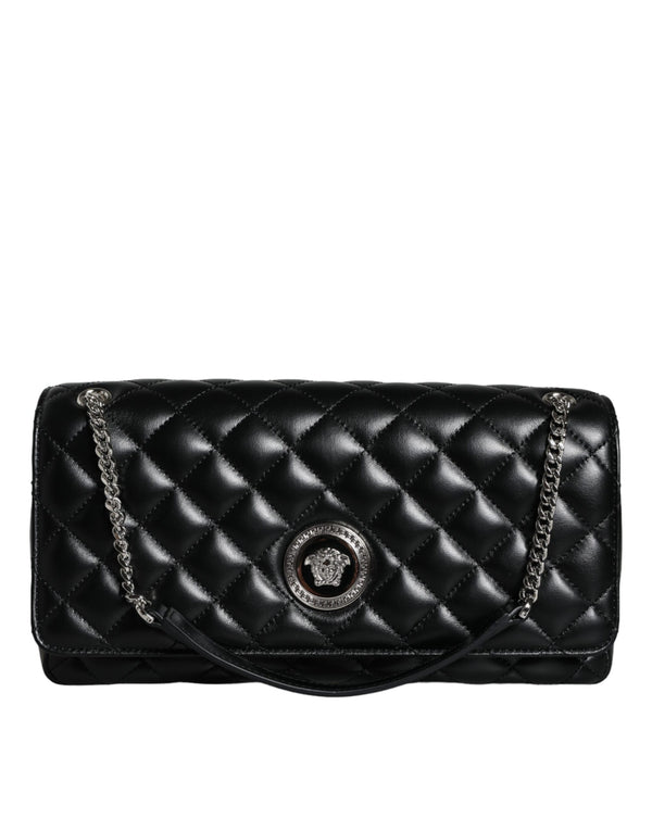 Versace Black Quilted Lambskin Leather Crossbody Shoulder Bag – Women