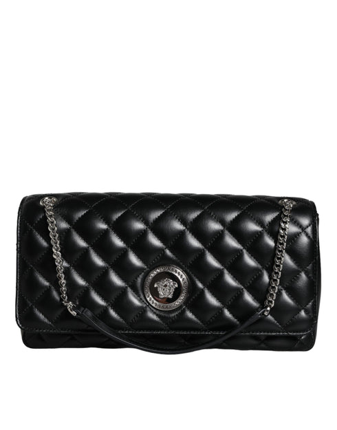 Versace Black Quilted Lambskin Leather Crossbody Shoulder Bag – Women