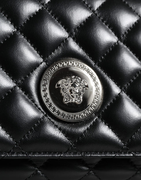 Versace Black Quilted Lambskin Leather Crossbody Shoulder Bag – Women