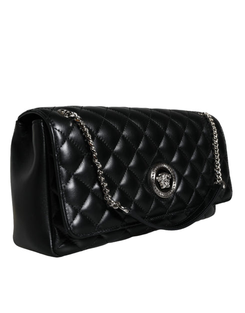 Versace Black Quilted Lambskin Leather Crossbody Shoulder Bag – Women