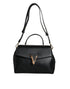 Versace Virtus in Black Calf Leather Top Handle Satchel Bag for Women