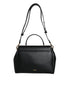 Versace Virtus in Black Calf Leather Top Handle Satchel Bag for Women