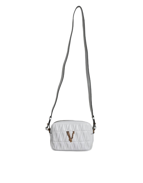 Versace White Quilted Nappa Leather Crossbody Shoulder Bag for Women
