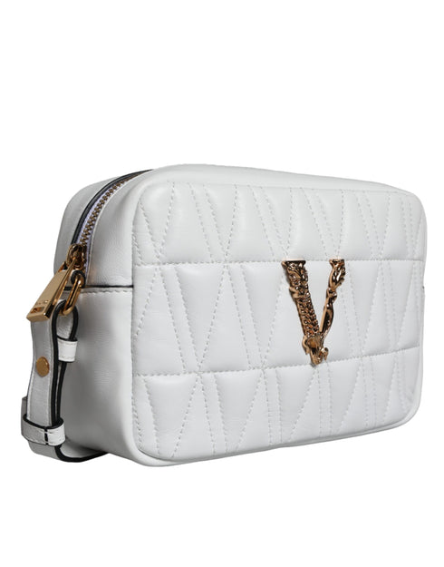 Versace White Quilted Nappa Leather Crossbody Shoulder Bag for Women