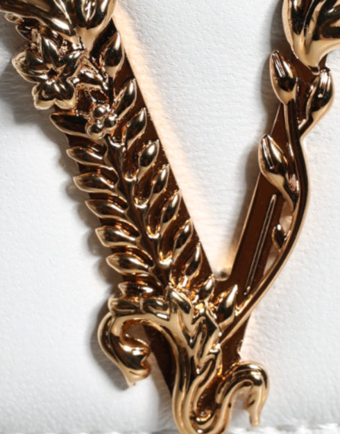 Versace White Quilted Nappa Leather Crossbody Shoulder Bag for Women