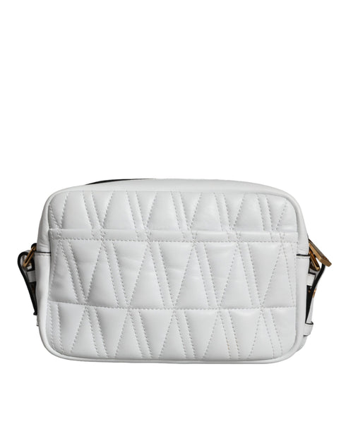 Versace White Quilted Nappa Leather Crossbody Shoulder Bag for Women