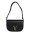 Versace Logo Crossbody Shoulder Bag in Black Grainy Calf Leather for Women’s