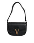 Versace Logo Crossbody Shoulder Bag in Black Grainy Calf Leather for Women’s