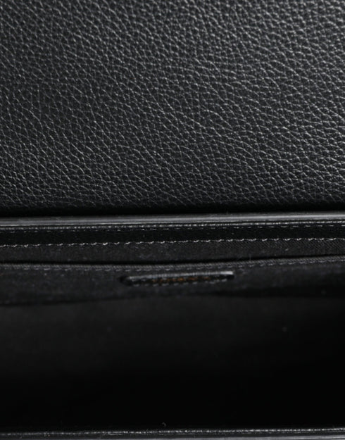 Versace Logo Crossbody Shoulder Bag in Black Grainy Calf Leather for Women’s