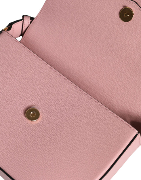 Versace Logo Crossbody Shoulder Bag in Pink Grainy Calf Leather for Women’s