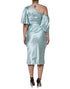 Dolce & Gabbana Mint Green Silk Fit Cut One Shoulder Dress