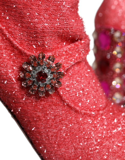 Dolce & Gabbana Pink Crystal Lurex Fantasy High Boots Shoes – Women’s