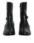 Dolce & Gabbana Black Leather Logo Mid Calf Boots Shoes