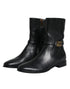 Dolce & Gabbana Black Leather Logo Mid Calf Boots Shoes