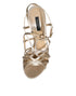 Dolce & Gabbana Strappy Stiletto Heels Sandals Beige Leather Women’s