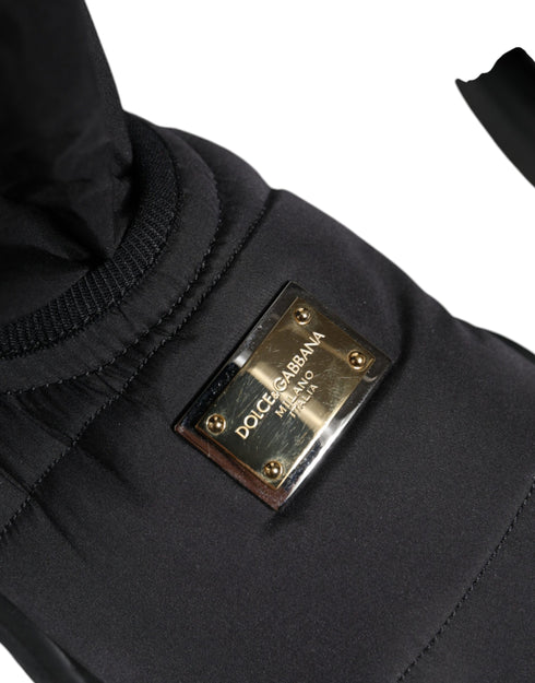 Dolce & Gabbana Black Fabric High-Top Wave Sole Slip-On Sock Sneakers