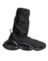 Dolce & Gabbana Black Fabric High-Top Wave Sole Slip-On Sock Sneakers