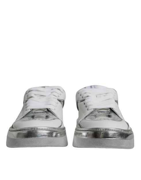 Dolce & Gabbana Low-Top Sneakers White Silver Leather - Luxury Shoes