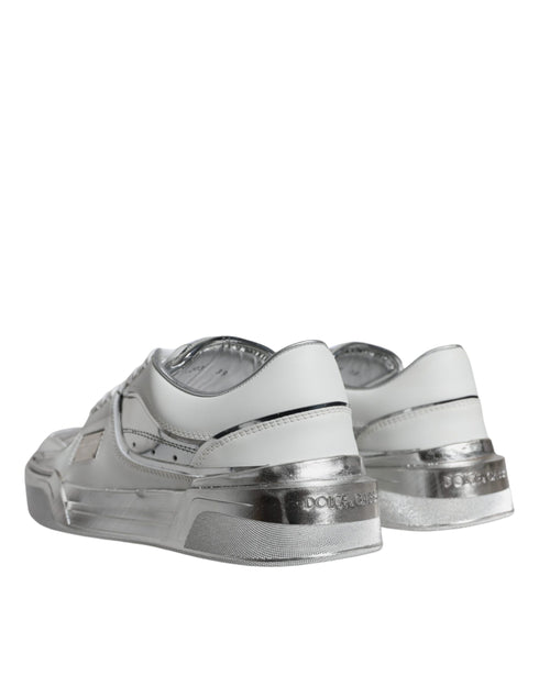 Dolce & Gabbana Low-Top Sneakers White Silver Leather - Luxury Shoes