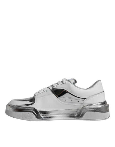 Dolce & Gabbana Low-Top Sneakers White Silver Leather - Luxury Shoes